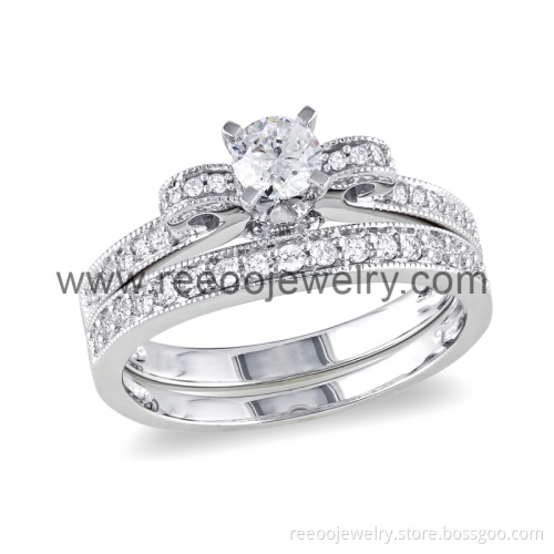 Round Cut CZ Bridal 925 Silver Engagement Ring
